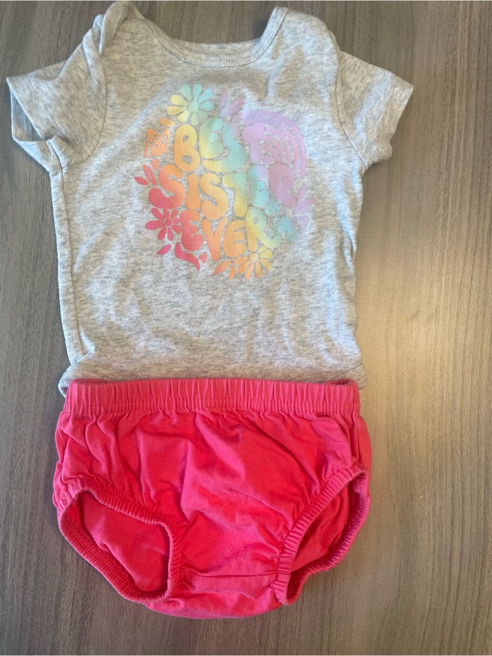 Jumping Beans & Carter's Baby Girl Outfit Set - "Best Sister Ever" 6 months